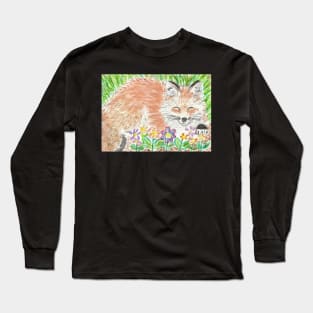 Cute  fox in the  flowers Long Sleeve T-Shirt